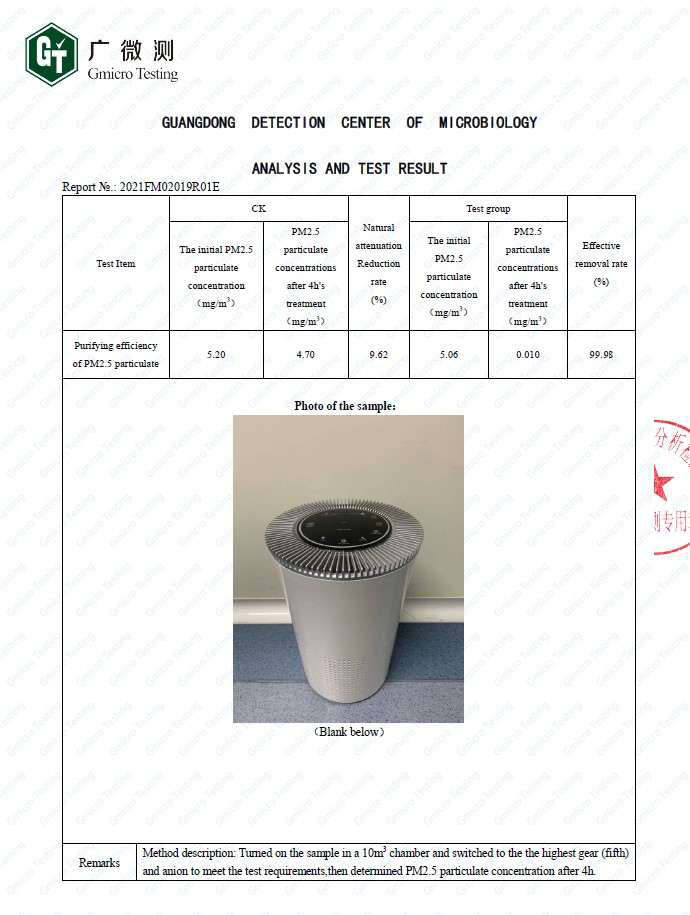 Hygea Air Home HEPA H13 test report