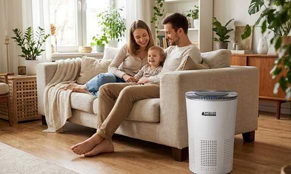 Hygea Air Home пречиствател на въздух в модерен хол