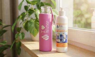 Hygea стъклена бутилка и Eco Cleaner Gel, продукти за дома