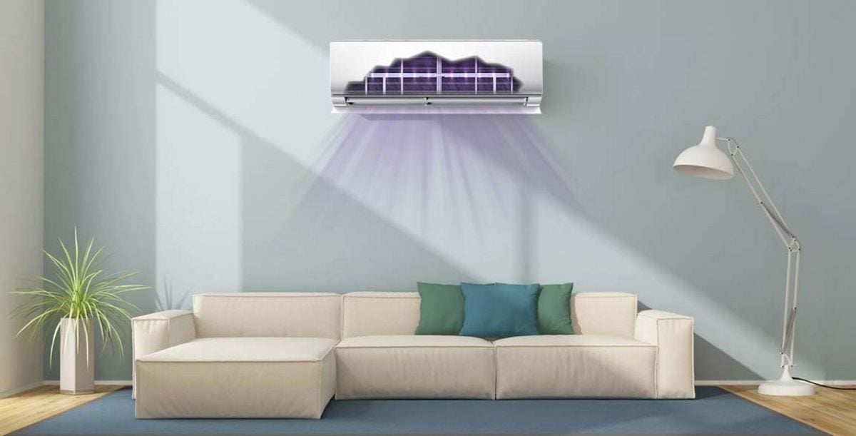 Климатик с монтирана система Hygea Air UV Led, UV лентите светят вътре в тялото